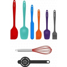 Happy Trend Drongo Isıya Dayanıklı Yanmaz Yapışmaz Silikon Spatula Seti 8 Parça Karışık Renk