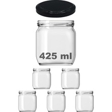 Happy Trend 425 ml Metal Siyah Kapaklı Şeffaf Cam Kavanoz 5 Adet