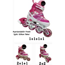Happy Trend Çocuk Pateni, Ayarlanabilir, Frenli, Silikon Tekerli, Metal Gövdeli, Unisex, Pembe, 34-37 Beden