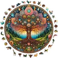 Happy Trend Puzzle Yetişkin - Kozmik Yaşam Ağacı - 252 Parça, 29 x 29 cm - Yapıştırıcı Folyo Dahil - Benzersiz Şekilli Parçalar & Özel Figürler - A1-08