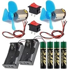 Happy Trend Deney Seti 1 Paket Pervane Dc Motor Anahtar Pil Yatağı Pil Iletken Kablo Okul Sınıf Deney Malzemesi