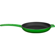 Happy Trend Cookware Dökme Demir Emaye Izgara Tava ile Metal Kulp, Yuvarlak, 20 Cm, Yeşil