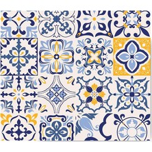 Happy Trend Mavi Çini Desen | Cam Ocak Arkası Koruyucu (49,5cm x 76CM)