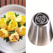 Happy Trend Siliko World Paslanmaz Çelik Krema Sıkma Torbası Ucu, Rus Duyu, 1 Adet+4 Adet Sıkma Torbası, Metal