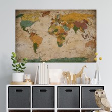 Happy Trend Dünya Haritası Eğitici Öğretici Duvar Sticker, Okul Için Dünya Haritası, Ofis Dünya Haritası (70X105 Cm.)