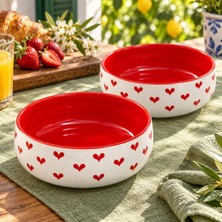 Happy Trend Yapimi Seramik Salata Kasesi, Yulaf Granola ve Kahvaltı Kasesi, Sağlıklı Beslenme ve Diyet Kabı, Smoothie Bowl, Açai Bowl, Çorba Servis Kabı, Orta Boy Kase, Mikrodalga Uyumlu, Red Love