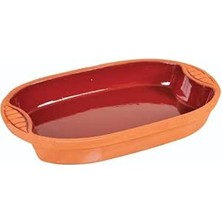 Happy Trend Oval Sırlı Tepsi(35 * 22 * 5,5) Toprak Güveç Kap