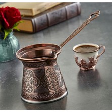 Happy Trend Motifli 3 Kişilik Otantik Döküm Cezve Indüksiyon Ocaklara Uyumlu