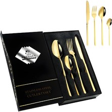 Happy Trend Parça 6 Kişilik Gold Çelik Yemek Kaşık Çatal Bıçak Set CIN739SRX