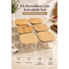 Happy Trend 6'lı Bambu Vakumlu Kapaklı Cam Kahvaltılık Seti
