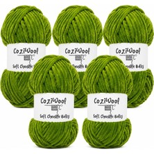 Happy Trend 5'li Paket 5X100 Gr. 120 Mt., Soft Chenille BULKY%100 Mikro Polyester, Amigurumi, Oyuncak, Bebek Battaniyesi, Yumuşak, Lüks & Canlı Renkler, 1031-FISTIK Yeşil