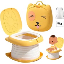 Happy Trend Cat Potty Katlanabilir Çocuk Tuvaleti, Çok Fonksiyonlu Taşınabilir Alıştırma Lazımlığı (Sarı)