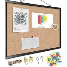 Happy Trend Pano Mdf Çerçeve 45X60 cm 1 Adet Harita Çivisi Hediyeli Duvara Monte Mantar Çerçeve Evde Okulda Büroda Ofiste