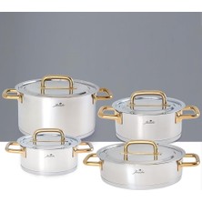 Happy Trend Metalix Titanyum Gold 8 Parça Tencere Seti Gri