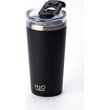 Happy Trend 530 ml Pipetli ve Ağızlıklı Çelik Termos Kupa - Çift Fonksiyonlu Kapak - Sıcak/soğuk Tutan Seyahat Bardağı (Travel Mug) - 4 Farklı Renk Seçeneği (Siyah)