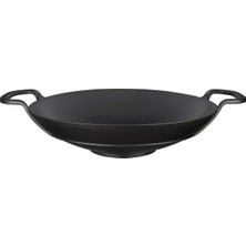 Happy Trend Döküm Wok Tava, Metal Kulplu, 38CM, Siyah