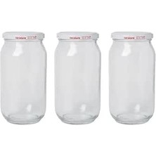 Happy Trend Adet 1000 ml Metal Beyaz Konserve Kapaklı Şeffaf Paşabahçe Menemen Turşuluk Cam Kavanoz