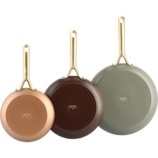 Happy Trend Shades Terra 3 Parça Tava Seti – 20 Cm, 24 Cm, 28 cm – Pfas'sız Seramik Yapışmaz, Doğal Renkler, Sağlıklı Pişirme