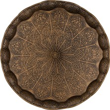 Happy Trend Osmanlı Motifli Metal Servis Tepsisi – 34,5 cm (13.6 Inç) – Kahve ve Çay Sunum Tepsisi – 5 Renk Seçeneği (Antik Yeşil)