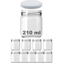Happy Trend 210 ml Metal Beyaz Kapaklı Şeffaf Cam Kavanoz 9 Adet