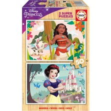 Happy Trend - Her Biri 50 Parçalı Ahşap 2 Çocuk Seti | Disney Prensesi (Vaiana + Pamuk Prenses). Ölçü: 28 x 20 Cm. 5 Yaşından Büyük Çocuklar Için Önerilir (19961)