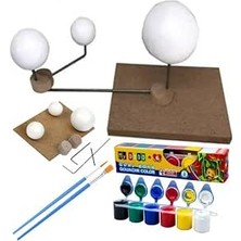 Happy Trend Dünya Ay Modeli 1 Paket Guaj Boya 6 Renk Fırça Gezegen Maketi Deney Seti Güneş Sistemi Modeli Okul Ders Deney Seti Kendin Yap