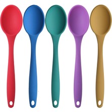 Happy Trend Büyük Boy Kaşık Seti, Yanmaz Yapışmaz, Çok Renkli - Sarı, Yeşil, Kırmızı, Mavi, Mor - 27 Cm, 5 Adet Set, Bpa Free
