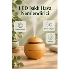 Store Ahşap Görünümlü LED Işıklı Ultrasonik Nemlendirici | Sessiz Çalışma