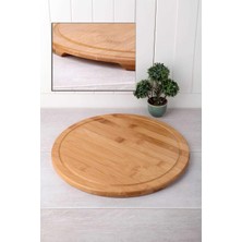 Happy Trend 30 cm Yuvarlak Pasta Pizza Bambu Servis Sunum Tabağı Kahvaltılık