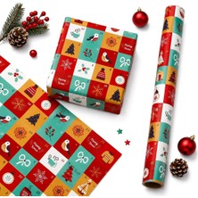 Happy Trend cm Premium Yılbaşı Hediye Paketleme Kağıdı 2'li Set | Kolay Sarılabilir, Canlı Baskı, Özel Kutu ile Rulo Gönderim | M16