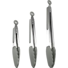 Happy Trend Midori Metal Saplı Silikon Uçlu Kilit Sistemli Smart 3lü Maşa Seti Gri
