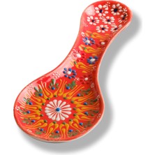 Happy Trend Yapımı Seramik Kaşıklık, Tezgah Üstü ve Ocak Yanı Kirli Kaşık Altlığı, Çini Desenli 25 cm Kepçelik ve Spatula Standı, Bulaşık Makinesinde Yıkanabilir Mutfak Hediyesi