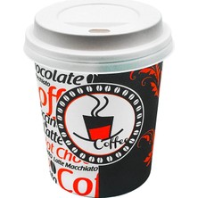 Happy Trend Cup 8 Oz 250 ml Beyaz Sıcak Kapaklı Karton Bardak Çay Kahve 100 Adet