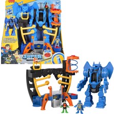 Happy Trend Dc Super Friends Batman Komuta Merkezi, 25+ cm Yükseklikte Çıkarılabilir Robot Playset Oyun Seti, Batman ve Robin Karakterleri Içerir, 3 Yaşında Çocuk Oyuncağı, HML02