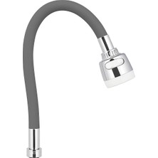 Happy Trend 50 Cm, Kubar, Kıvrılabilir, Oynar Başlıklı, Iki Fonksiyonlu Akış, Su Tasarruflu, Mutfak ve Lavabo Uyumlu, Yüksek Kalite, Dayanıklı, Vakumlu Ambalaj (Gri)