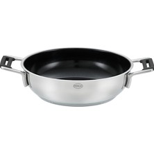 Happy Trend Sılence Pro Ceraplus Servis Tavası, Yapışmaz ve Sağlam – Ø 28 Cm, 260 °c'ye Kadar Isıya Dayanıklı, Seramik Kaplama, Gümüş, Paslanmaz Çelik 18/10, Bulaşık Makinesinde Yıkanabilir