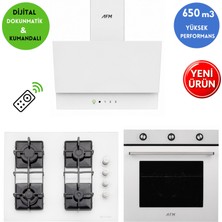 Eminçelik ve Afm Marka A43  Turbo+Soğutma  Beyaz Ankastre Set (FM7601+ 1240W Wok+ Dijital FM3401W )