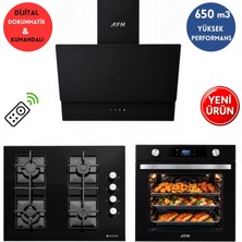 Eminçelik ve Afm Marka A49  Turbo+Soğutma Dijital Siyah  Ankastre Set ( FM7700+ 1240B WOK65+FM3400)