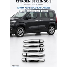 Trobus Citroen Berlingo 3 2019 ve Sonrası Krom Kapı Kolu Kaplaması 5 Kapı Paslanmaz Çelik 2 Delik 2 Sürgü