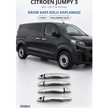 Trobus Citroen Jumpy 3 2017 ve Sonrası Uyumlu Krom Kapı Kolu Kaplaması 4 Kapı Paslanmaz Çelik