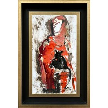 Simurg Sanatevi Çizgilerin Kadını Yağlı Boya Tablosu - Tuval Üzerine El Yapımı - 30 x 45 cm