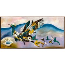 Simurg Sanatevi Simurg'un Rüyası Yağlı Boya Tablosu - Tuval Üzerine El Yapımı - 160 x 80 cm