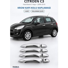 Trobus Citroen C3 2009-2016 Uyumlu Krom Kapı Kolu Kaplaması 4 Kapı Paslanmaz Çelik