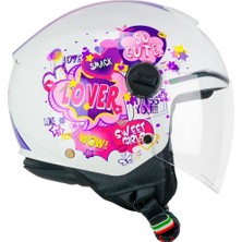 Cgm 261G Mini Comics Açık Model Çocuk Kaskı (Beyaz-Pembe)