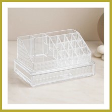 Bezos Tek Çekmeceli 16 Bölmeli Şeffaf Makyaj ve Takı Organizeri 23.3X13.5X11.5 cm Bcks