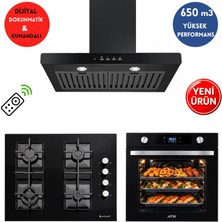 Eminçelik ve Afm Marka A50  Turbo+Soğutma Dijital Siyah  Ankastre Set ( FM7700+ 1240B WOK65+FM5300)