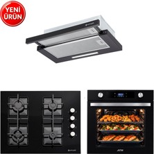 Eminçelik ve Afm Marka A51  Turbo+Soğutma Siyah Ankastre Set ( FM7700+ 1240B WOK65+ 1320 Aspiratör)