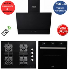 Eminçelik ve Afm Marka A52  Turbo+Soğutma Siyah Ankastre Set (FM7600+ 1240B Wok+ Dijital FM3400 )