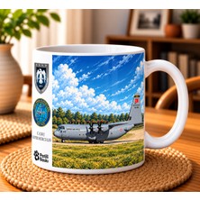 Patili Baskı Türk Hava Aracı Serisi THAPB0011 - C-130 J Super Hercules 222. Filo Tasarımlı 330 ml Porselen Kupa Bardak
