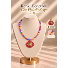 Mdm Style Renkli Boncuklu Pembe Göz Figürlü Kolye